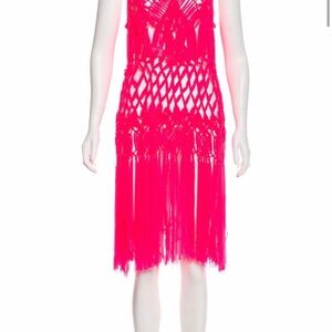 Nanette Lepore Bright Pink Crochet Midi Dress